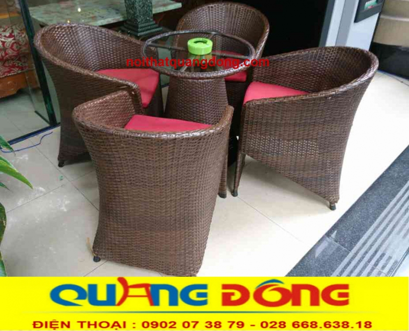 Bàn ghế giả mây QD - 098