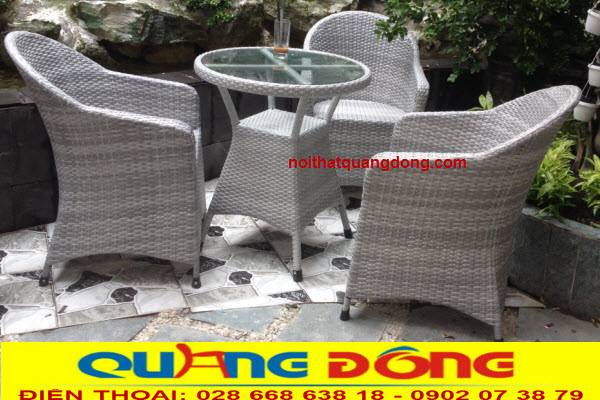 Bàn ghế giả mây QD-292 mẫu bàn ghế cafe thời thượng, cao cấp