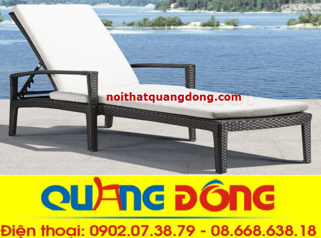 Ghế hồ bơi QD-233 mẫu ghế nằm thư giãn ngoài trời sử dụng nệm lót