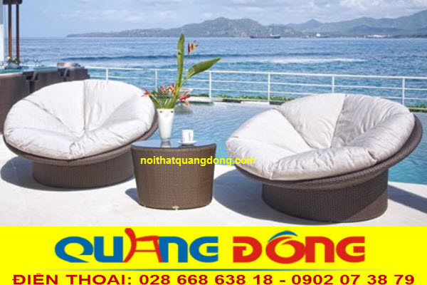 Bàn ghế mây nhựa kết cấu vững chắc