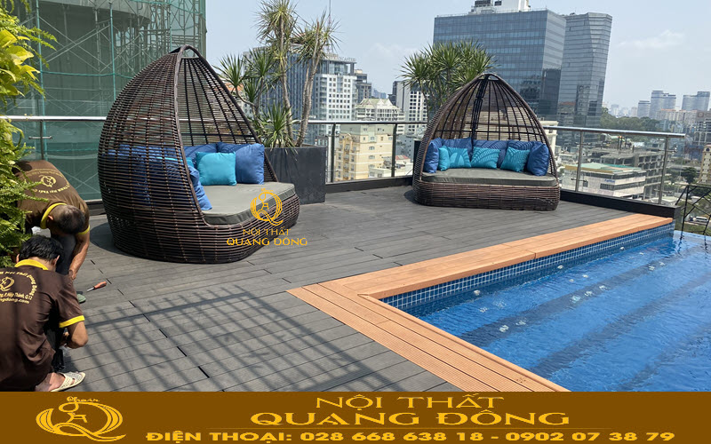Giường tắm nắng QD-533 điểm nhấn đẹp cho hồ bơi bãi biển