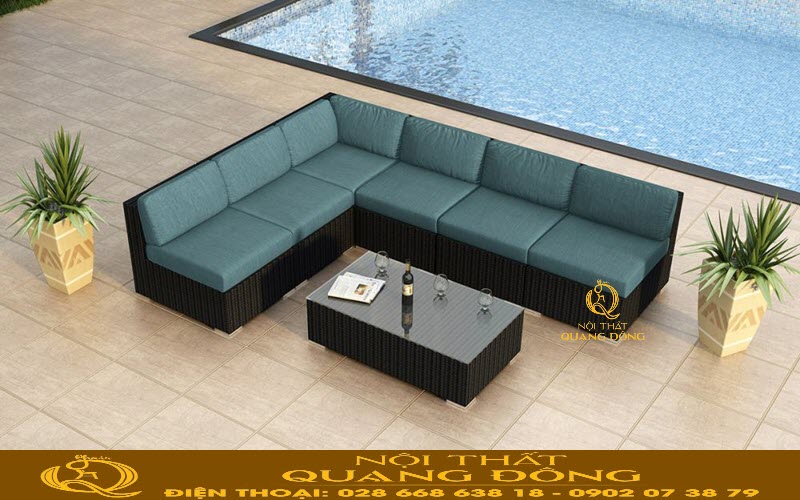 Sofa mây nhựa QD-727 sofa có chất liệu nhựa giả mây