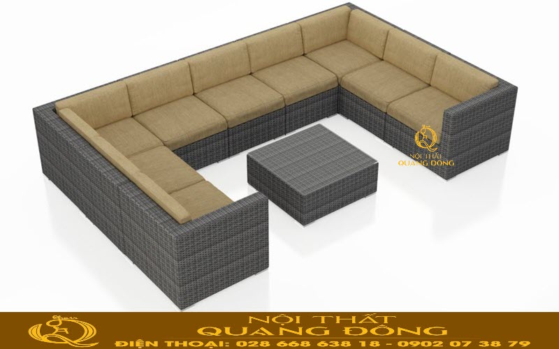 Sofa mây nhựa QD-734 mẫu sofa mây nhựa cao cấp