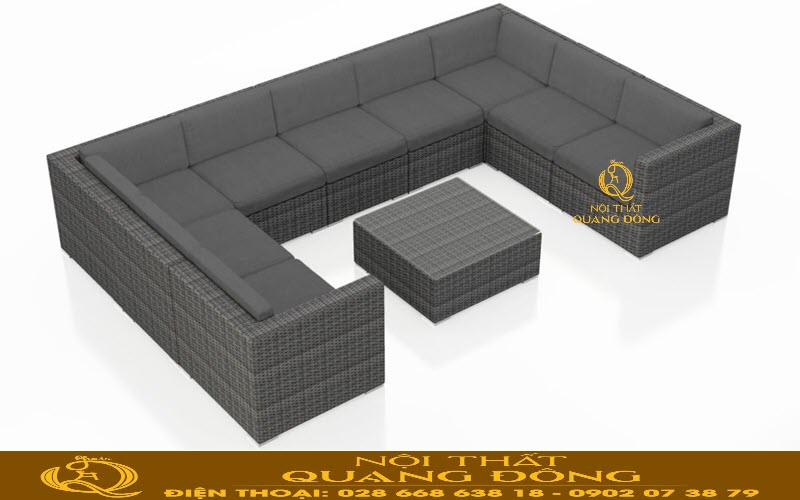 Sofa mây nhựa QD-734 mẫu sofa hiện đại, sang trọng