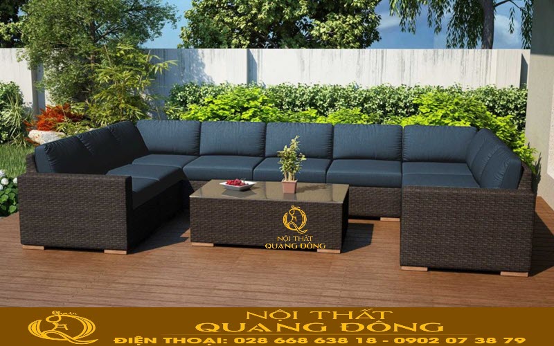 Sofa mây nhựa QD-735| mẫu sofa mây nhựa cao cấp