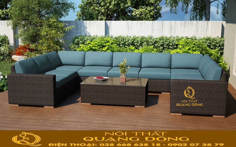 Sofa mây nhựa QD-735 thiết kế kiểu dáng vuông vức