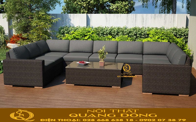 Sofa mây nhựa QD-735| mẫu sofa mây nhựa cao cấp