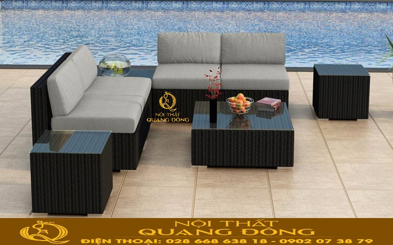 Sofa mây nhựa QD-736 được làm từ nhựa PE tổng hợp hàng keozin chính phẩm