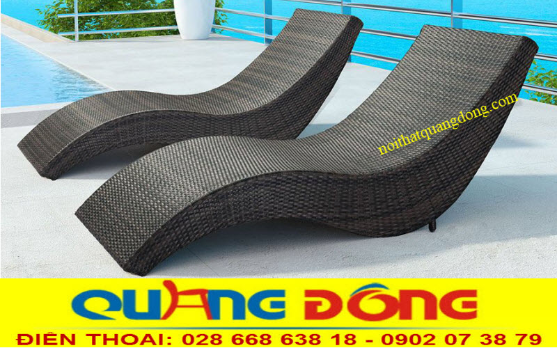 Ghé nằm hồ bơi mây nhựa dáng cong QD-1251