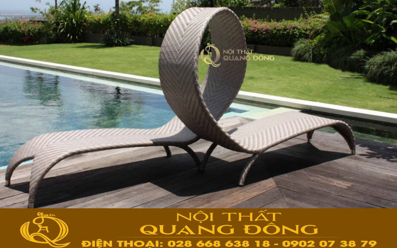 Ghế nằm hồ bơi giả mây đôi QD-1257