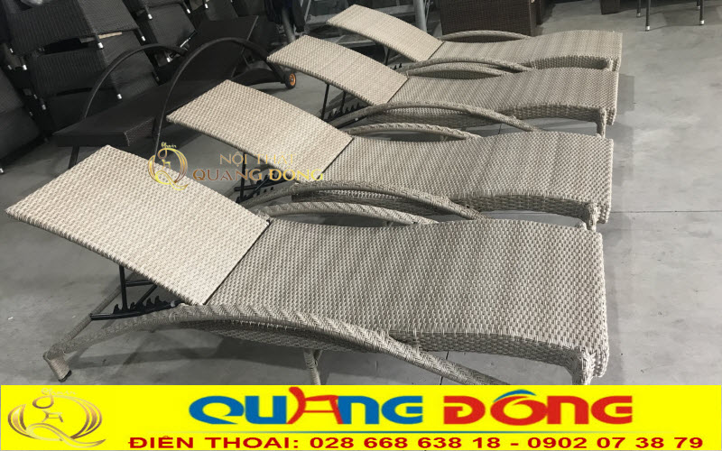 Ghế nằm hồ bơi giả mây QD-566 được sản xuất hàng loạt tại xưởng Nội thất Quang Đông