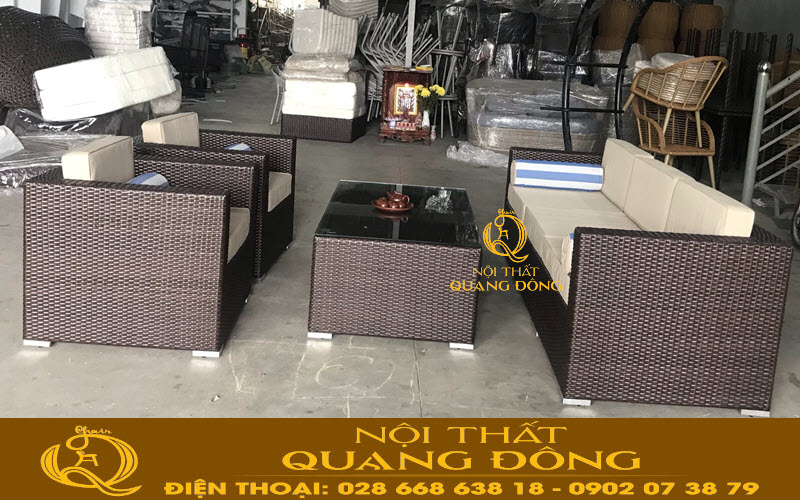 Sofa mây nhựa sân vườn QD-606