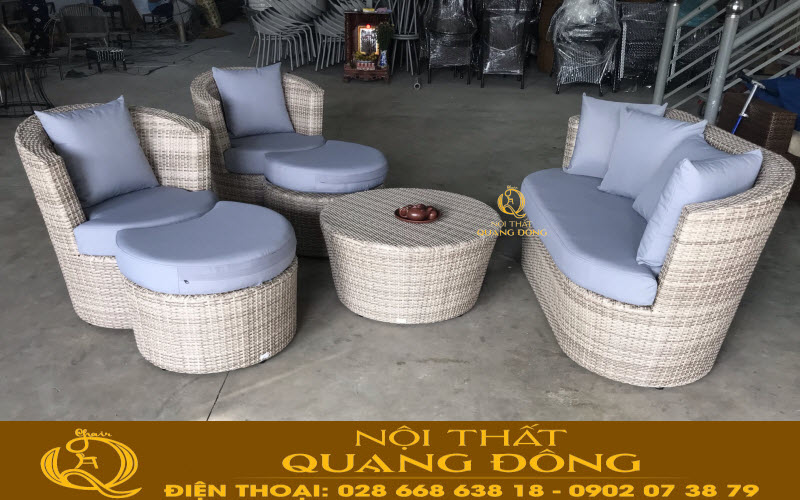 Nội Thất Quang Đông sản xuất mẫu sofa mây nhựa QD-615 theo yêu cầu của khách hàng