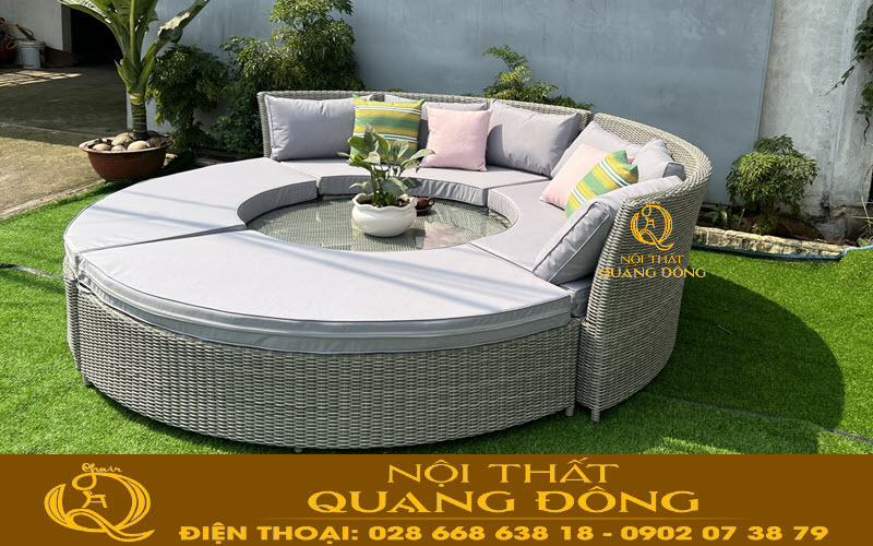 Ghế sofa tròn đan mây nhựa giả mây QD-621 sản xuất cung cấp bởi Nội Thất Quang Đông giá tốt nhất Việt Nam