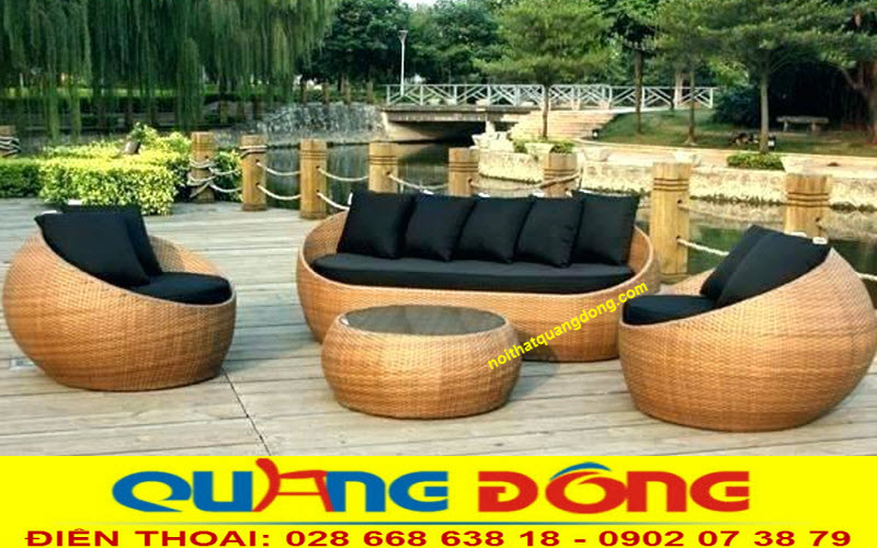 Sofa ngoài trời giả mây cao cấp đan thủ công mỹ nghệ