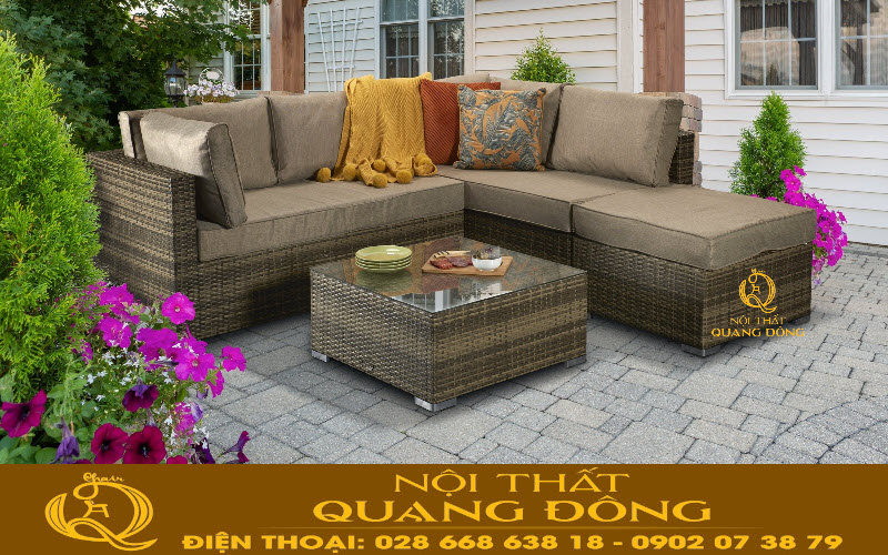 Mẫu sofa góc chữ L giải pháp tối ưu cho ngoại thất đặc biệt là góc sân vườn sân thượng