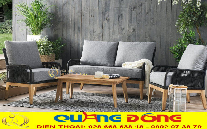 Sofa giả mây chân gỗ đẹp sang trọng cho không gian phòng khách