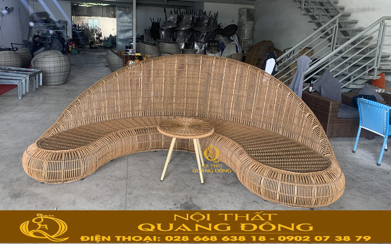 Mẫu sofa giả mây QD-712 hoàn thiện tại xưởng sản xuất nội thất Quang Đông