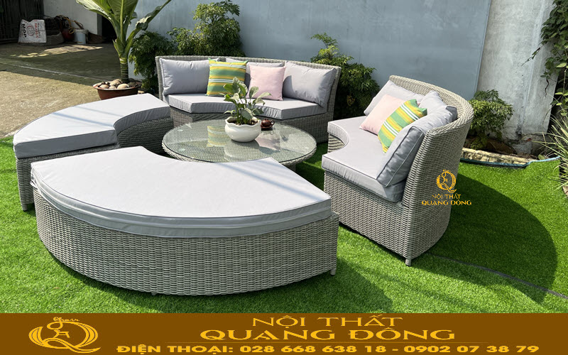 Sofa giả mây QD-621 được thiết kế dáng tròn mới lạ