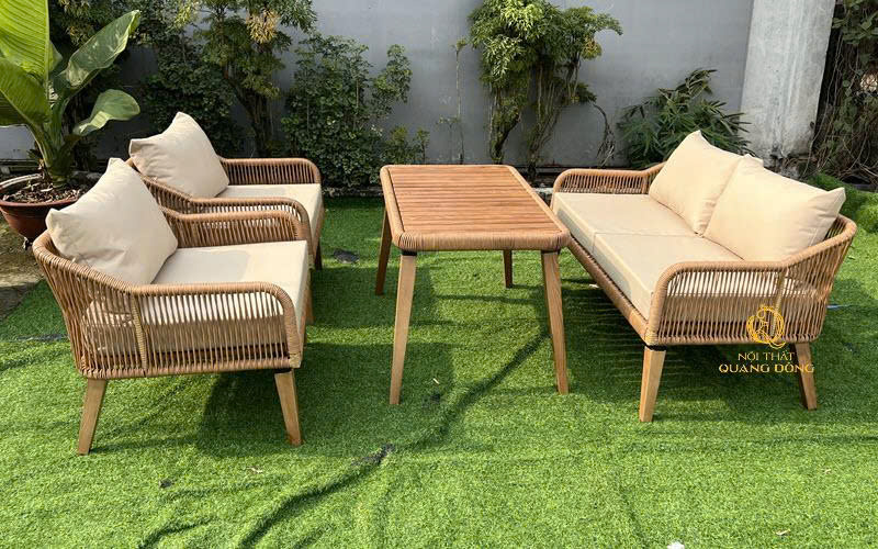 Sofa mây nhựa QD-749 thiết kế sang trọng, tiện nghi, bền đẹp theo thời gian