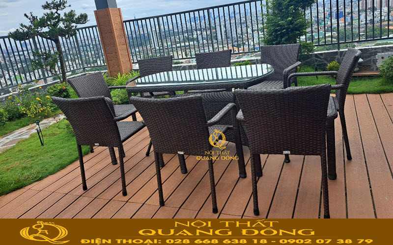 Bàn ghế giả mây QD-2100 phù hợp cho mọi không gian