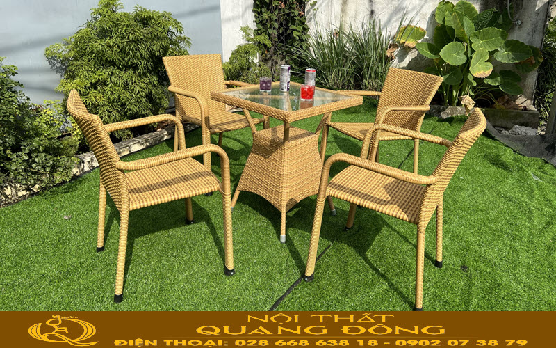 Bàn ghế mây nhựa bền bỉ cho quán Cafe