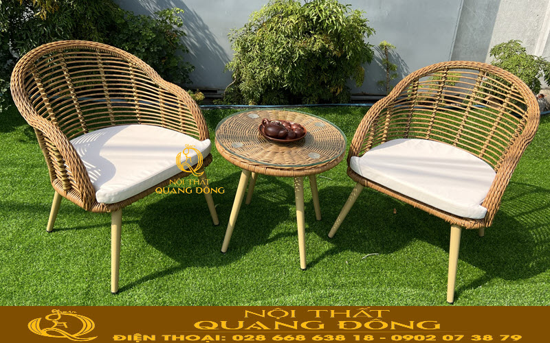 Bàn ghế mây nhựa với độ bền cao, mang giá trị thẩm mỹ