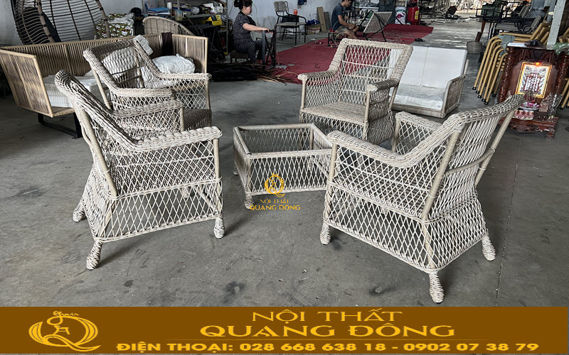bàn ghế giả mây QD-2104