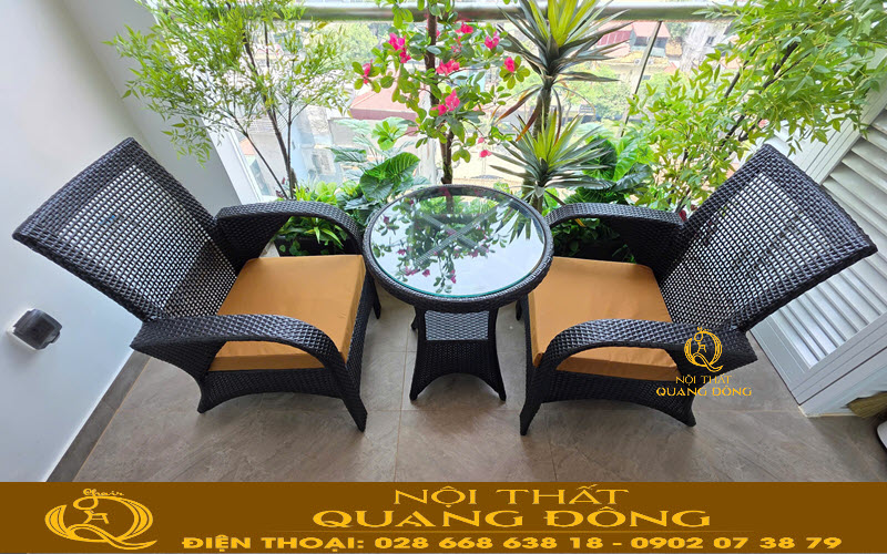 Bàn ghế giả mây QD-2108 thích hợp với mọi không gian