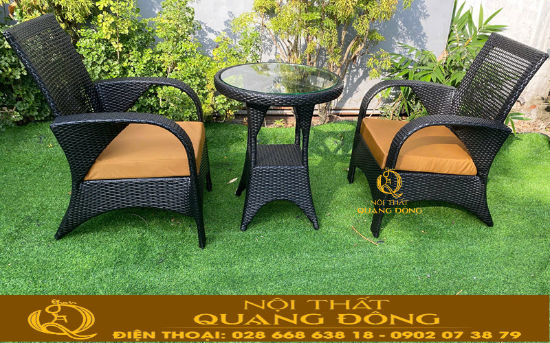 Bàn ghế giả mây QD-2108 thiết kế sang trọng