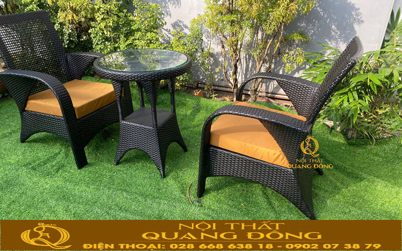 Bàn ghế giả mây QD-2108 được sản xuất tại Nội Thất Quang Đông