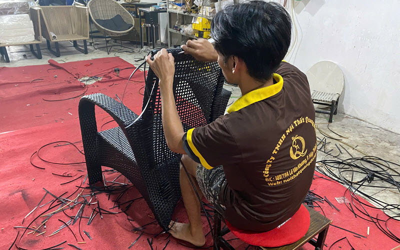 Bàn ghế giả mây QD-2108 sử dụng sợi nhựa PE cao cấp