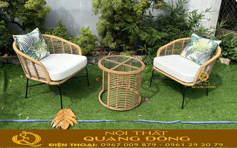 Bàn ghế giả mây QD-2120 thiết kế sang trọng, tiện nghi