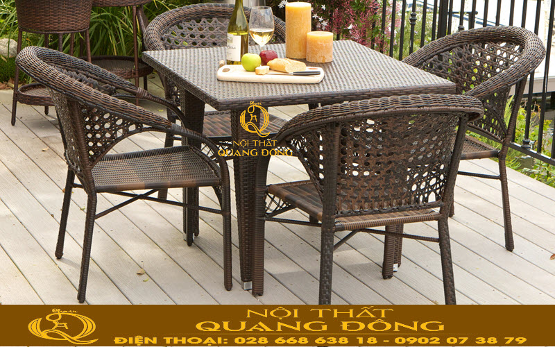 Bàn ghế giả mây QD-270 phong cách tân cổ điển tinh tế, hiện đại