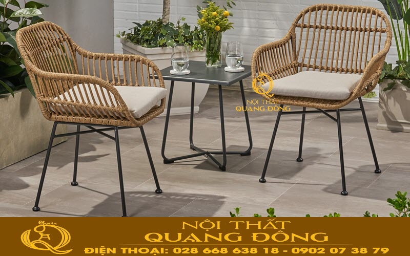 Bàn ghế giả mây QD-279 kiểu dáng thanh lịch, bền đẹp