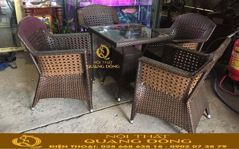 bàn ghế giả mây QD-303 ghi hình tại xưởng Nội Thất Quang Đông