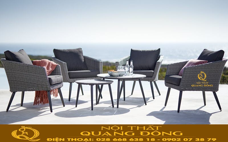 Bàn ghế giả mây QD-316 kiểu dáng sang trọng cho nội ngoại thất