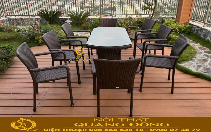 Bàn ghế mây nhựa sản xuất theo yêu cầu tại Nội Thất Quang Đông