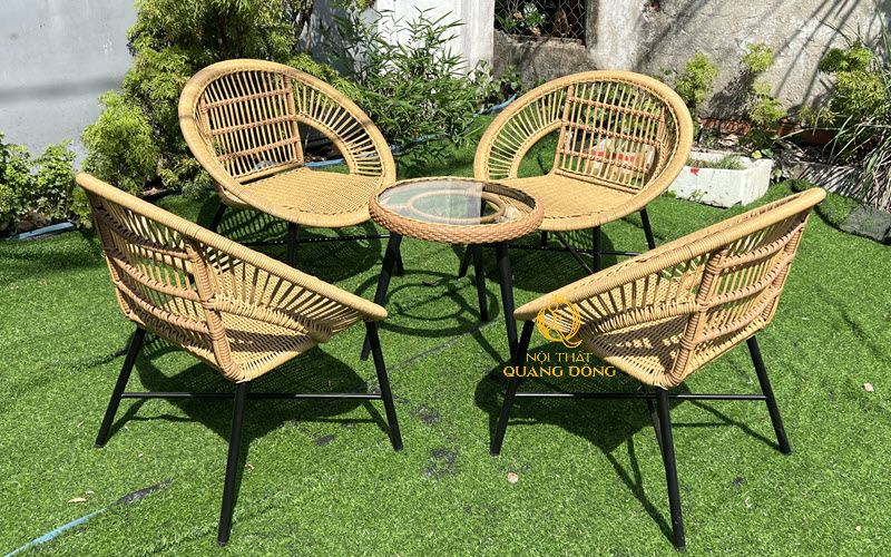 Mẫu bàn ghế mây nhựa sản xuất tại Nội Thất Quang Đông
