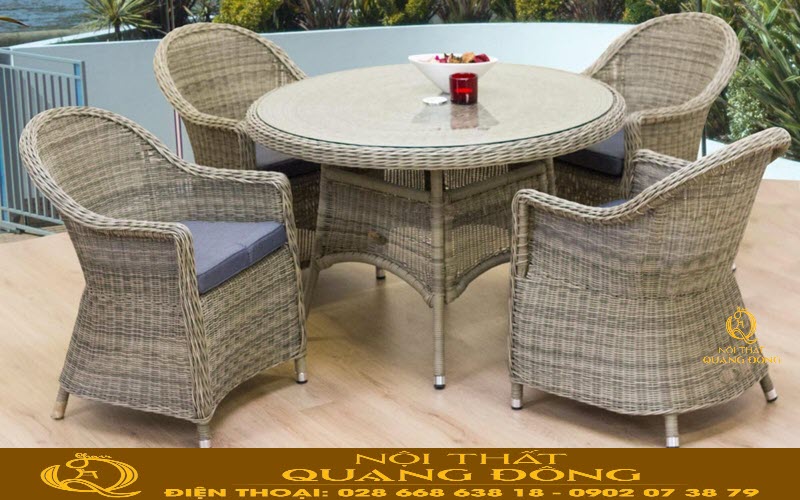 bàn ghế chất liệu giả mây cao cấp