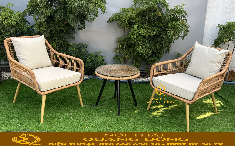 bộ 2 bàn 1 ghế nhựa giả mây