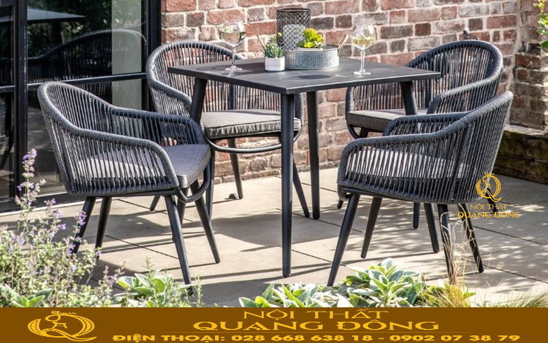 Bộ bàn ghế giả mây QD-373 thiết kế hiện đại, sang trọng