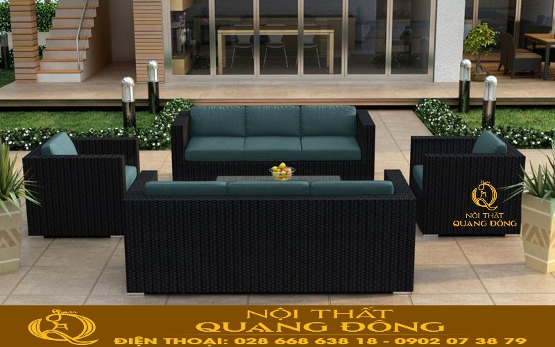 Sofa mây nhựa khung nhôm nhẹ, dễ dàng di chuyển