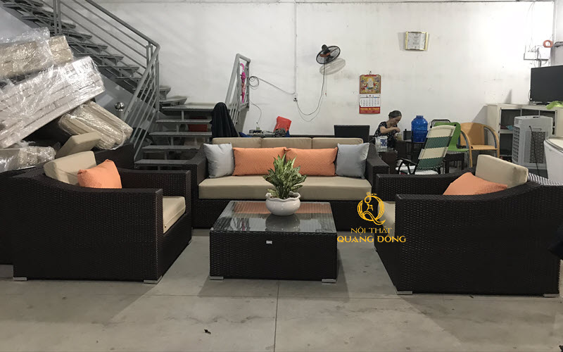 Sofa nhựa giả mây được sản xuất tại Nội Thất Quang Đông