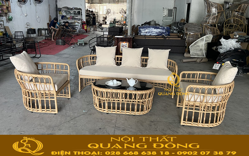 Sofa giả mây QD-684 mang vẻ đẹp giống màu mây tự nhiên