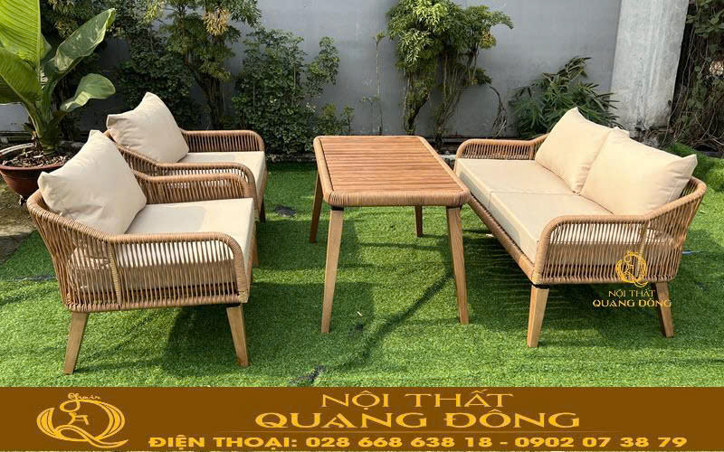 Sofa mây nhựa QD-749 sang trọng cho không gian ngoài trời