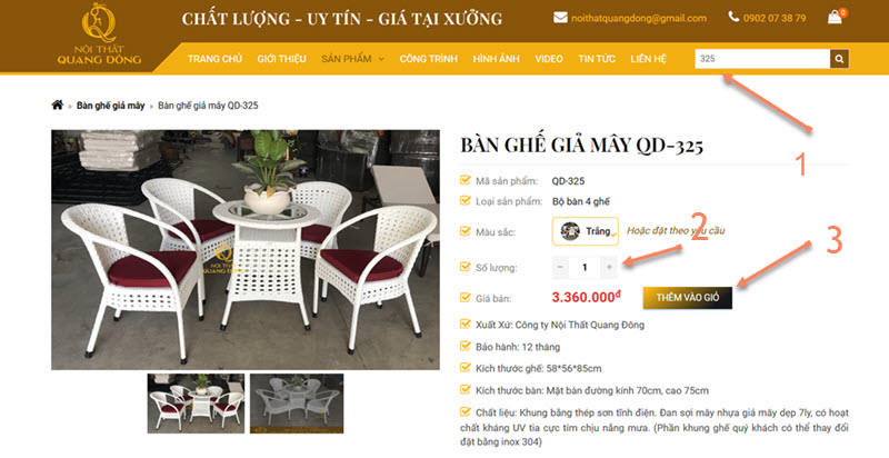 Bàn ghế giả mây QD-325