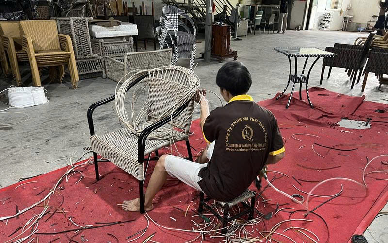 đan sợi mây giả nhựa chất liệu PE cao cấp