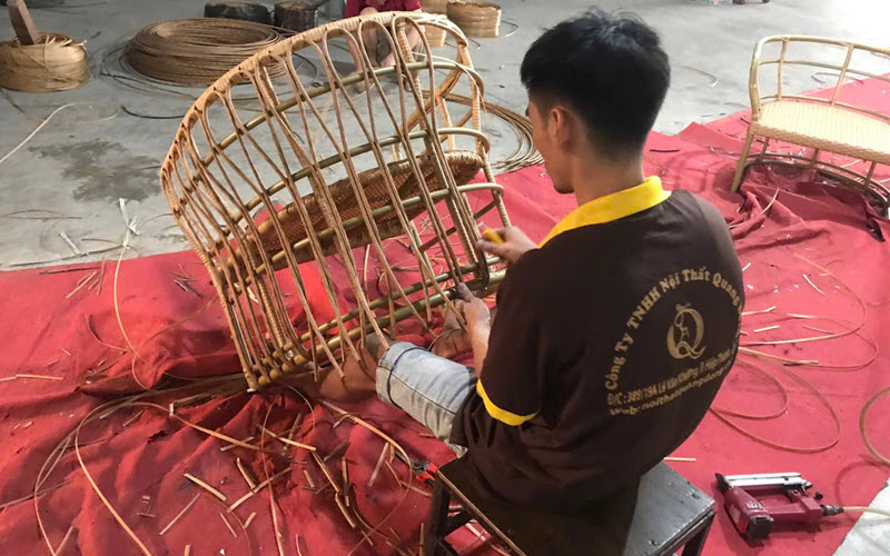Sofa giả mây QD-684 được người thợ đan thủ công tỉ mỉ