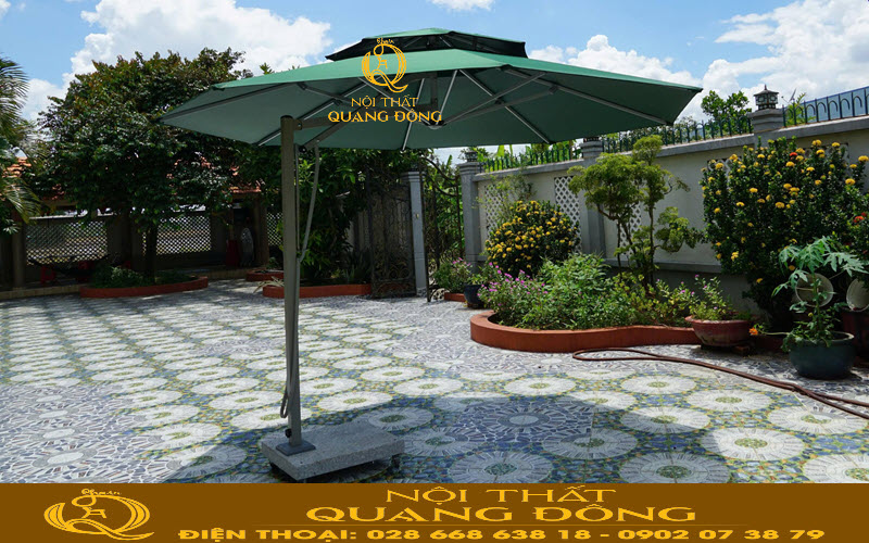 Dù lệch tâm tròn 3.7m gam màu xanh rêu 